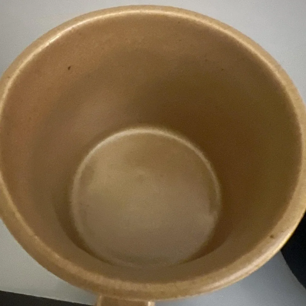 Vintage MCM LAUFFER GOVANCROFT Scotland Stoneware Coffee Cups Gold‎ & Dark Teal